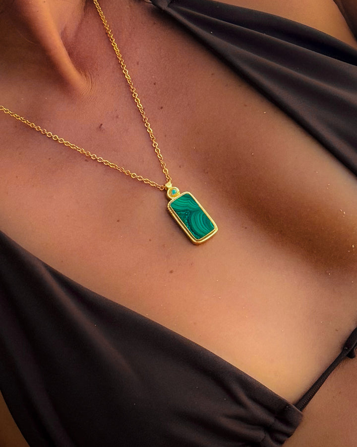 Malachite Snake Necklace (Gold Plated)