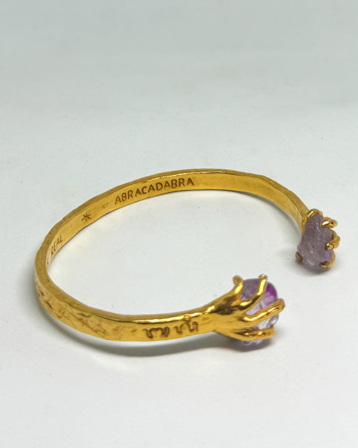 Amethyst Hands Bracelet (Gold Plated)