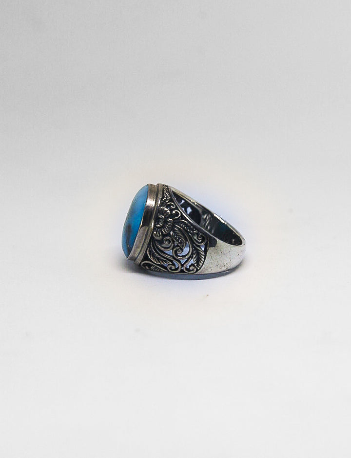 Turquoise Batu Akik Floral Ring